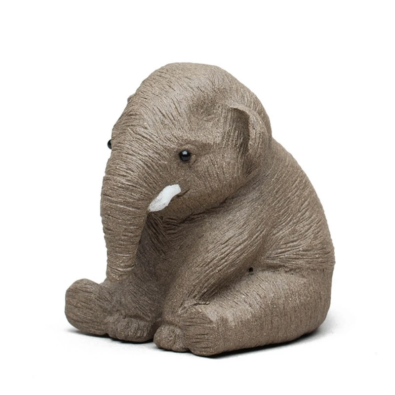 

Handmades Sittings Elephant Figurines Teas Pet Table Decorations Teas Ceremony Collection Desktops Ornament for Offices Home