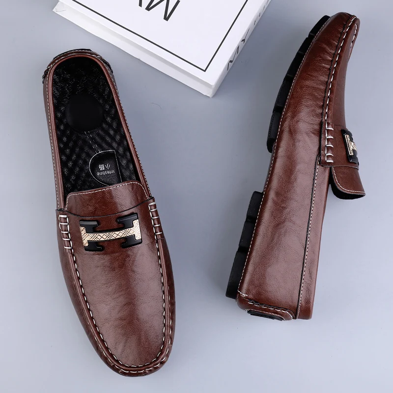 Genuine Leather Men Business Shoes Casual Formal Men's Loafers Moccasins Breathable Slip on Flats Elegantes Male Boat Footwear