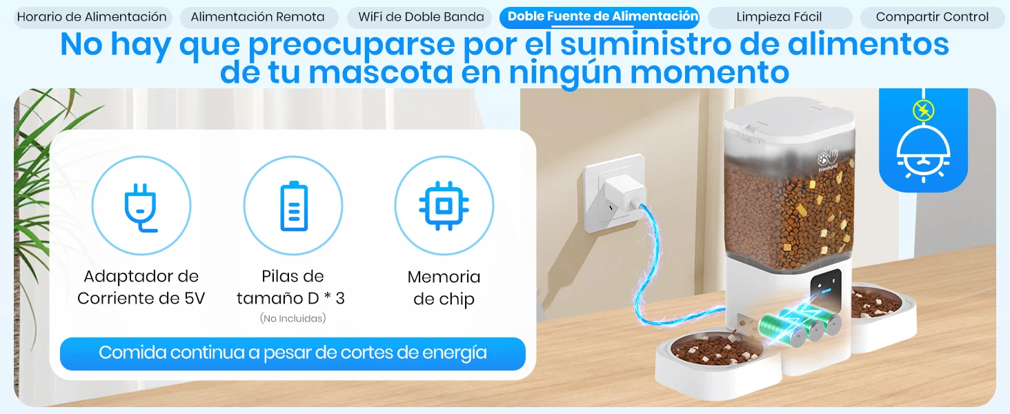 El texto dice: «No hay que preocuparse por el suministro de alimentos de tu mascota en ningún momento». Interfaz de la aplicación que muestra los pasos del servicio de entrega de alimentos para mascotas.