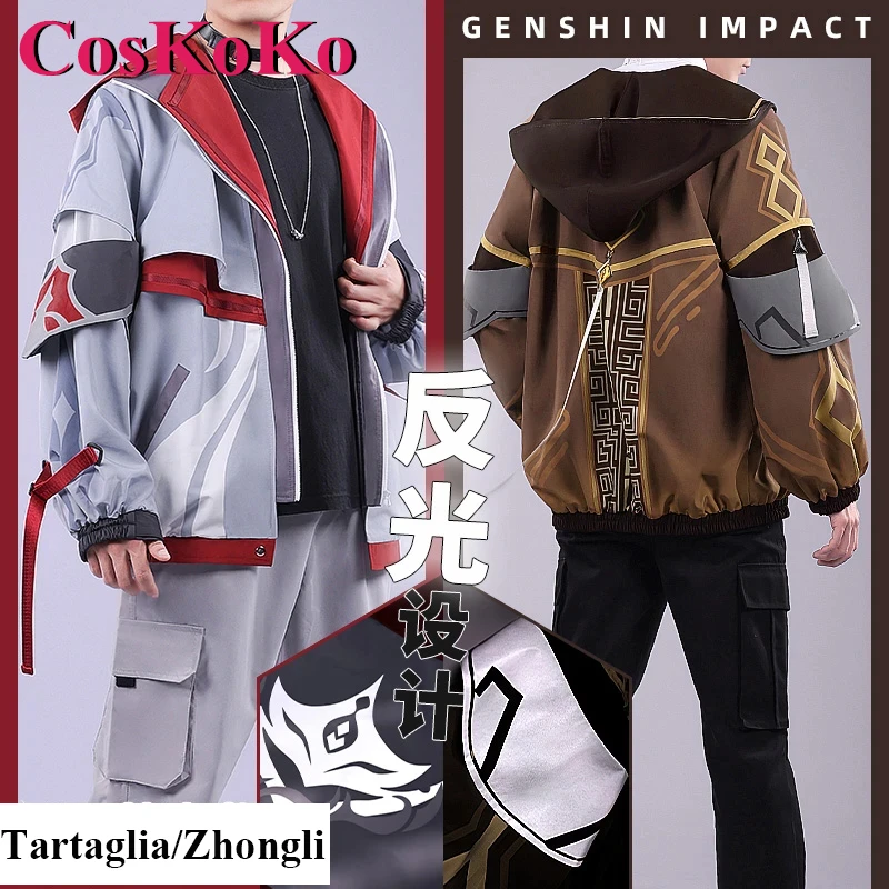 

CosKoKo Tartaglia/Zhongli Cosplay Anime Game Genshin Impact Costume Fashion Handsome Daily Wear Coat Party Role Play Clothing