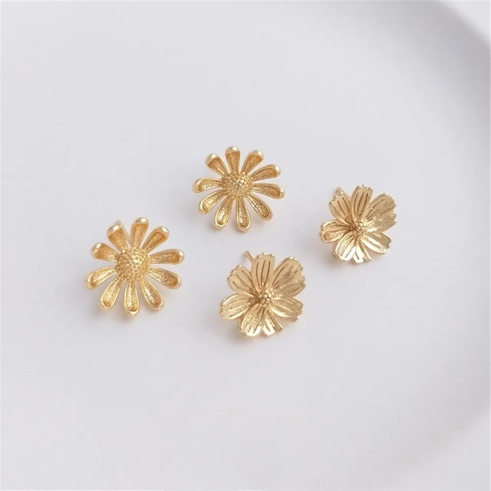 

14K Gold Plated 3d Cherry blossom Daisy with pendant earrings 925 silver needle Mori earrings DIY earrings jewelry