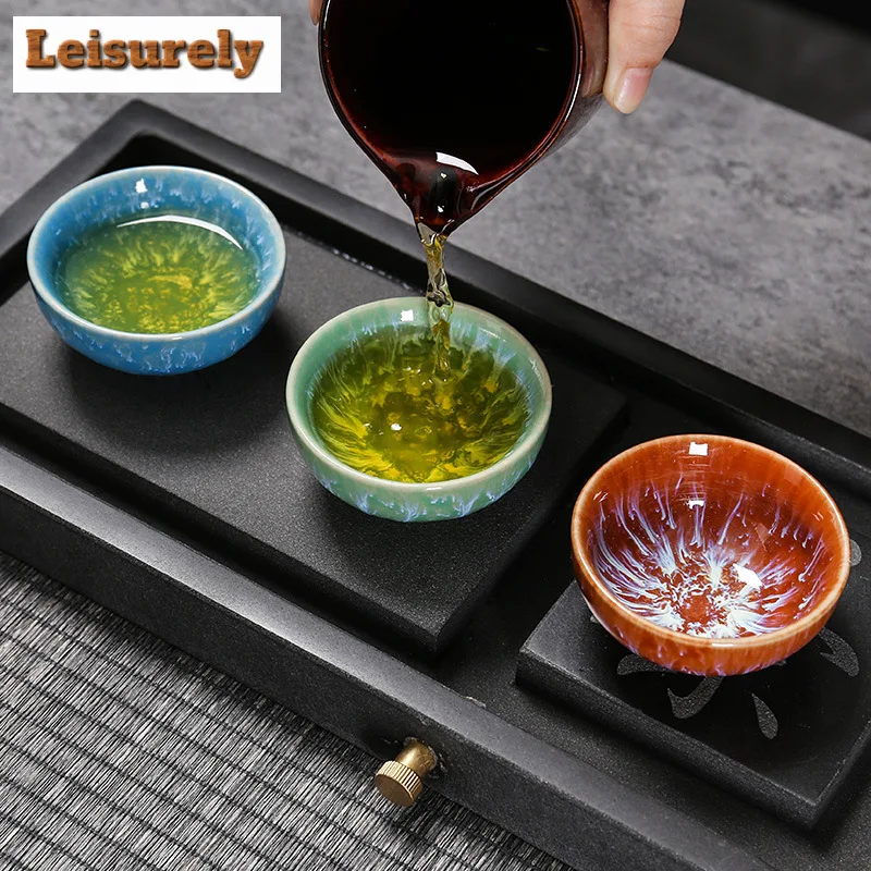 1pcs 45ml Ceramic Tea Bowl China Kiln Change Porcelain Meditation Cup Kung Fu Tea Cups Pottery Mugs Jianzhan Drinkware Wholesale