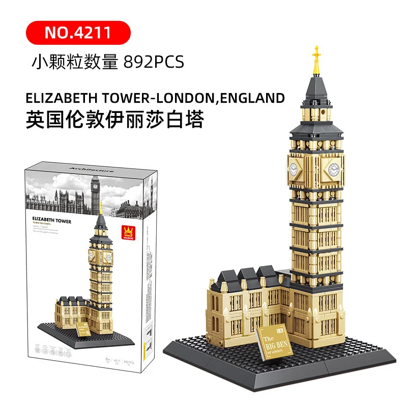 London Elizabeth Tower Big Ben 3D Puzzle Building Blocks Set MOC World Landmark Architectural Bricks Model Collect Toy Kids Gift