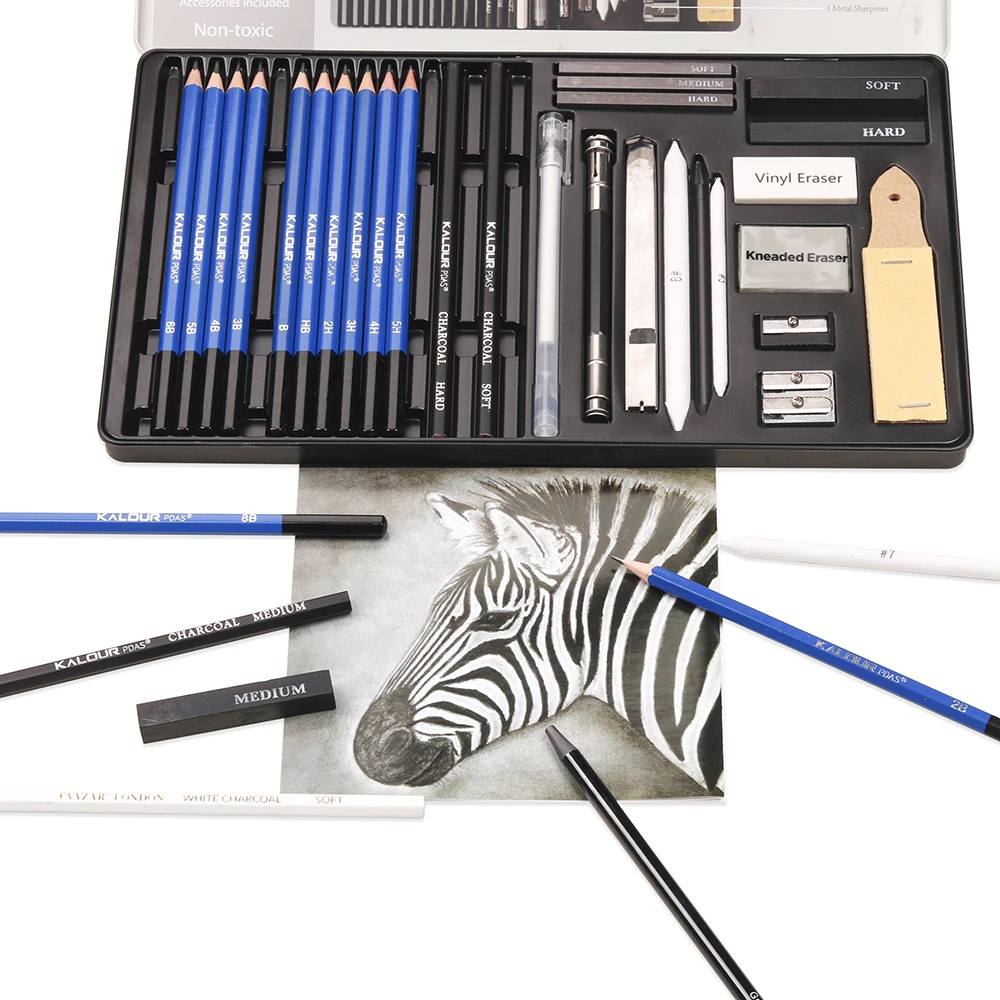 36pc Professional Sketching Drawing Set Art Pencil Kit Artists Graphite  Charcoal