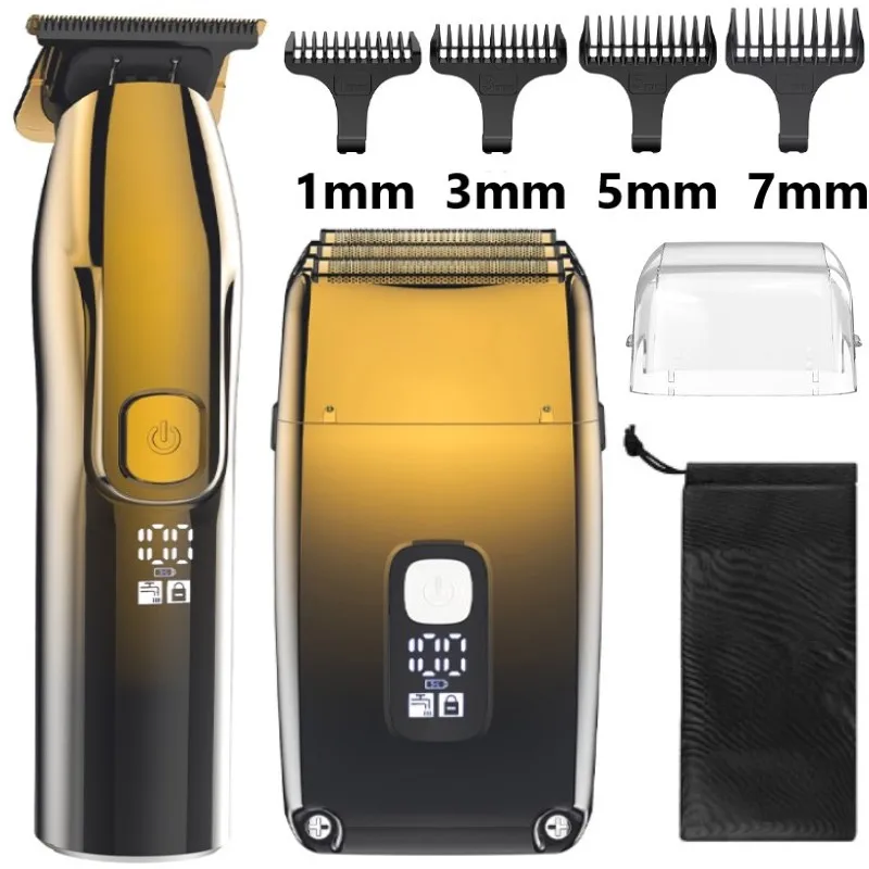 

Professional Metal 3 Knife Net Electric Shaver Bald Head Shaving Machine for Men Fade Finishing Tool Cordless Hair Trimmer Set