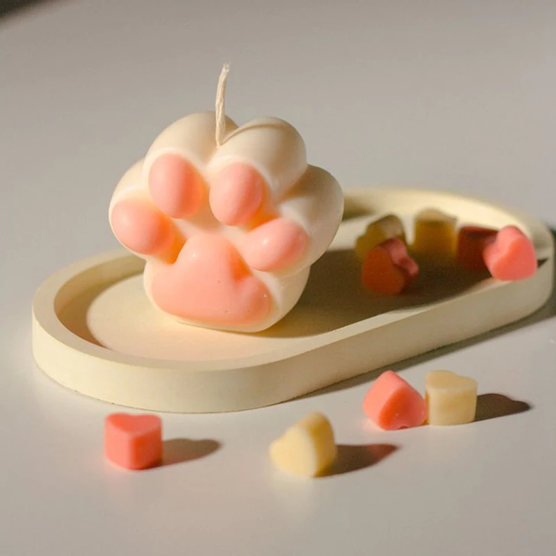 For Candle Making DIY Paraffin Resin Clay Gypsum Mould Cat Paw Mold Resin Handcraft Soap Mold