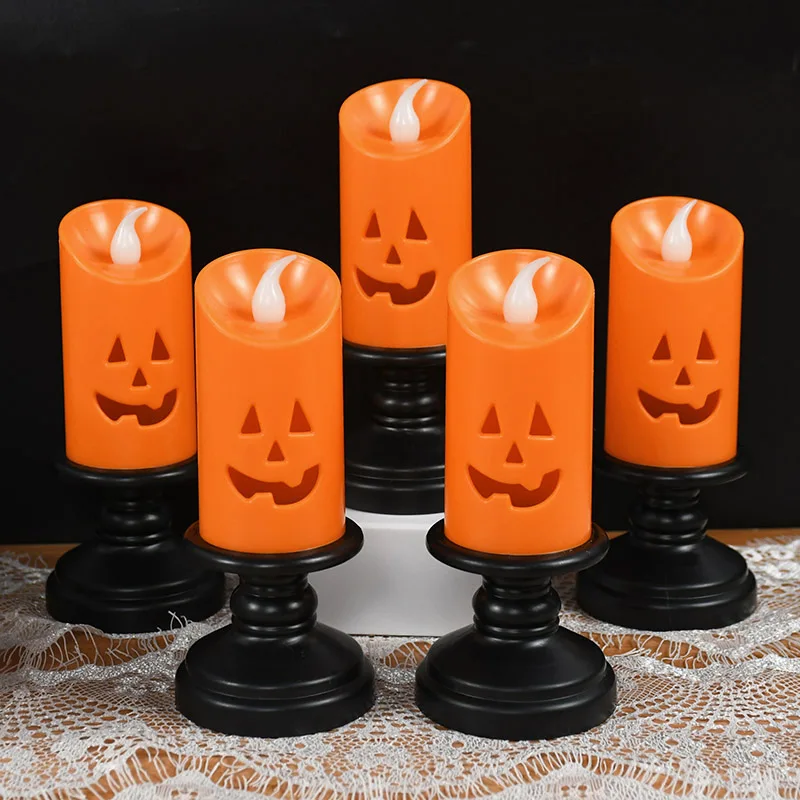 Halloween Candles Light Pumpkin Led Colorful Candlestick Party Decor