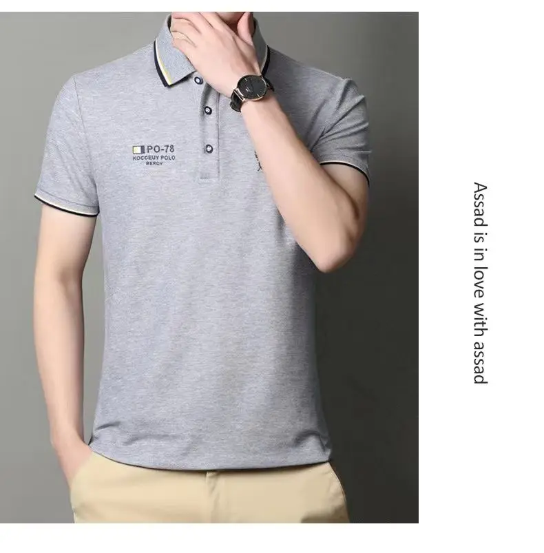 Summer Men Polo Shirts Smart Casual Embroidered T-shirts Turn-down Collar Slim Fit Men Tops 8 S244d1a98662d4f1998fe36917c20ac68d