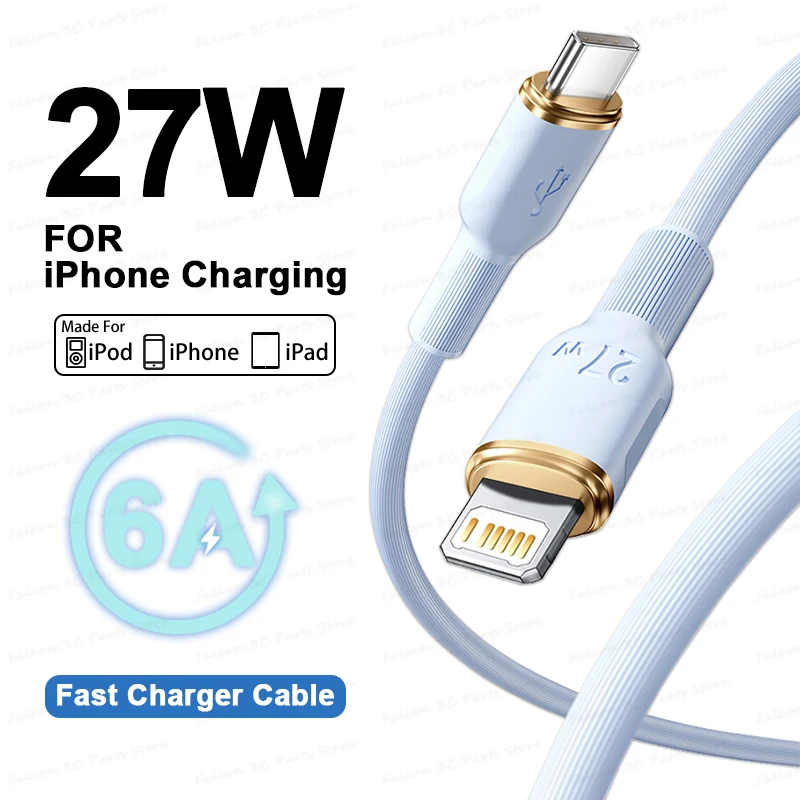 

For Apple 27W USB Fast Charger Liquid Silicone Cable For iPhone 11 12 13 14 Pro Max Fast Charging USB Type C To Lightning Cable