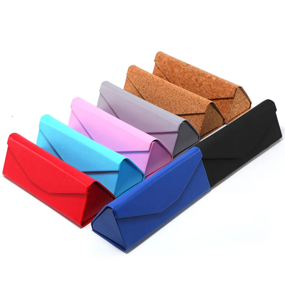 PU Leather Triangle Folding Glasses Case Men Women Elegant Sunglasses Box Waterproof Reading Glasses Box Eyewear Protective