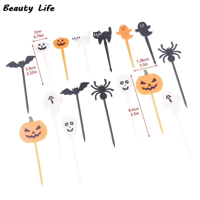 Fruit Fork Mini Cartoon 6/10/12Pcs Children Snack Cake Dessert Pick Toothpick Bento Mini Lunches Halloween Party Decoration fruit fork food picks food toothpicks