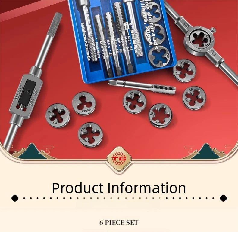 Hand Tap and Die Set with Handle for Thread Repair Rethreading Screws Combination Tool Kit Manual Socket Wrench Thread Repair