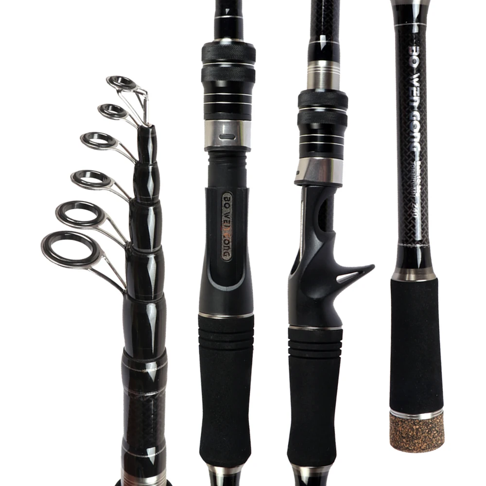 New Spinning Kit Spin/Casting Rod 1.8m-3M Carbon Fiber Pole with Left /  Right Handle Baitcasting Fishing Reel Telescopic Combo