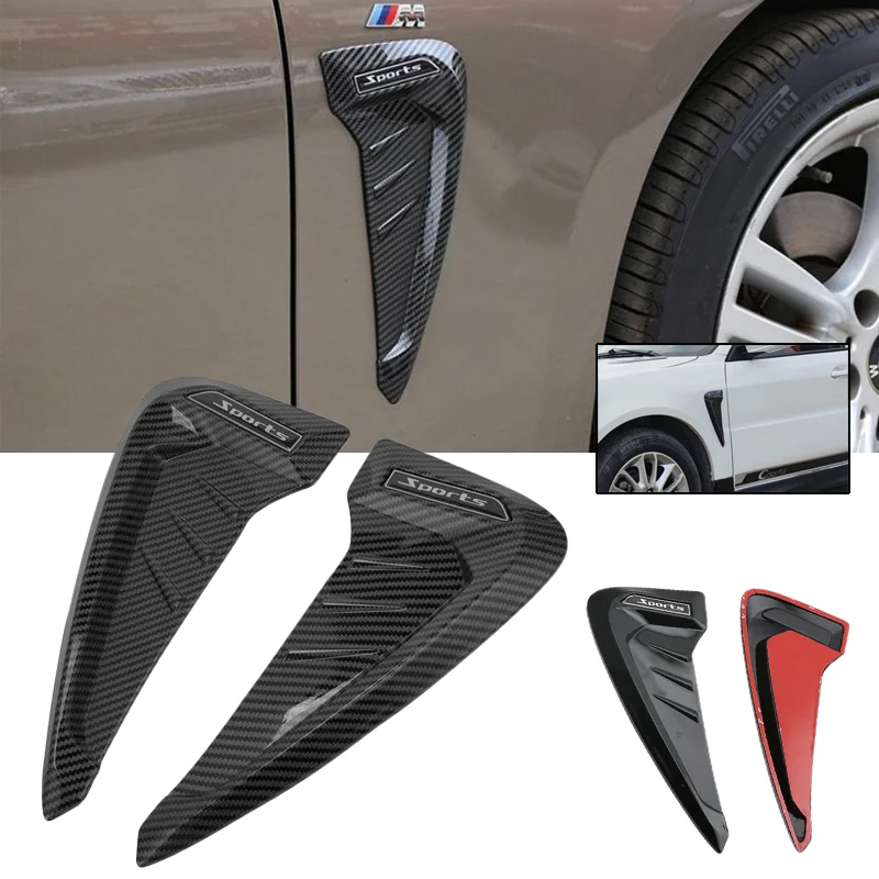 2Pcs ABS Plastic Car Side Air Outlet Air Flow Mudguard Air Inlet Sticker Shark Gill Air Outlet Simulation Exterior Decoration