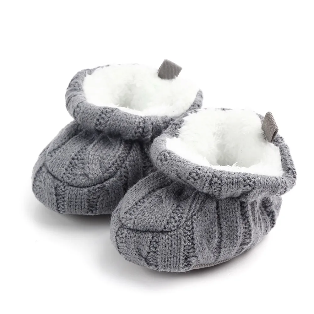 Baby Winter Shoes Knitted Fabric Soft Cotton Warm Infant Prewalking Shoes for Girls and Boys 0-12 Month Babies First Walking 5
