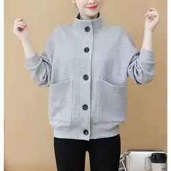 Autumn Winter KPOP Fashion Style Harajuku Slim Fit Tops Women Loose Casual All Match Blusa Solid Long Sleeve Button Outerwear