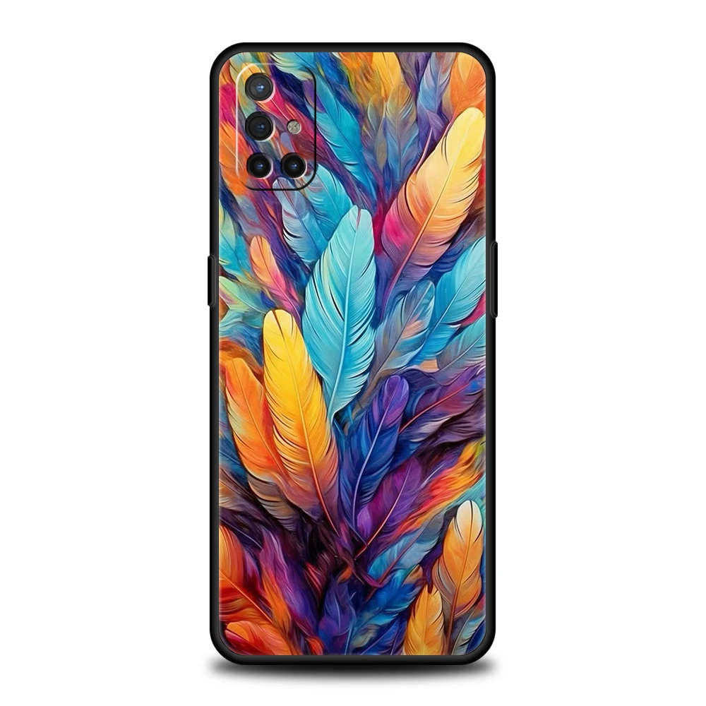 Phone Case For Oneplus 12R/10T/12/11/10R/Nord/N100/N10/10/7/8/9/7T/8T/9R/9RT/Pro Soft TPU Cover Shell Gradient Feather Pattern – Detail 6
