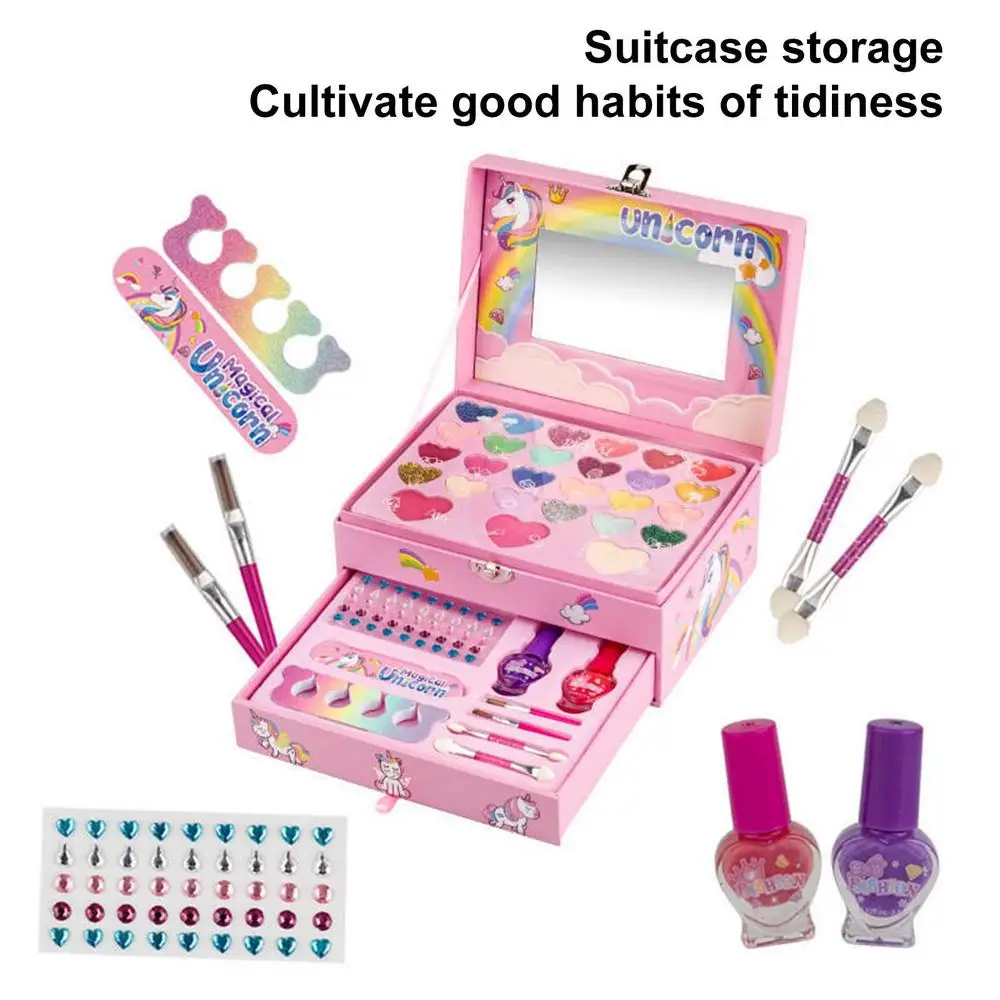 Cosmetics Beauty Make Up Set Kids Princess Play Toy Washable Safe Eyeshadow Nail Polish