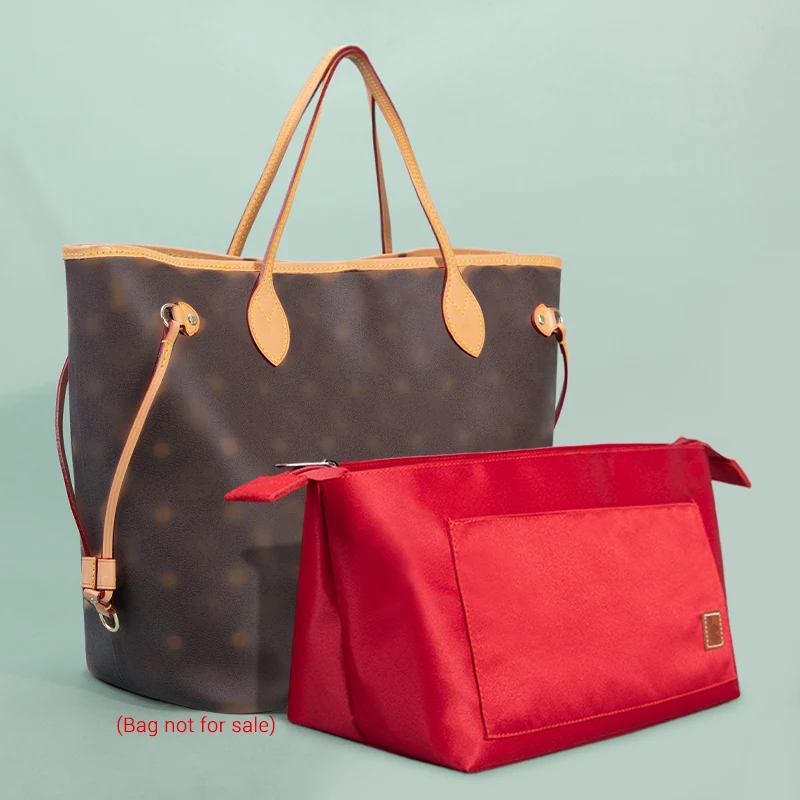 Purse Organizer Insert Satin Bag Liner with Zipper Women's Cosmetic Bag Handbag & Tote Inner Shaper Fits For Neverfull MM Tote