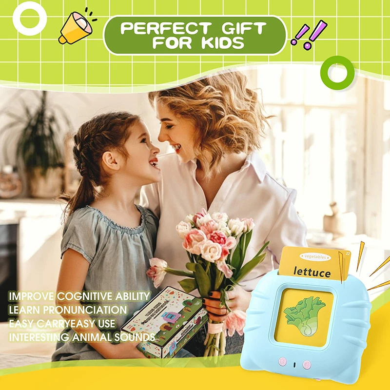 Kids Learning English Word Flash Cards Reading Talking Machine Montessori Educational Sight Words Game Toy for Toddlers Gifts 6