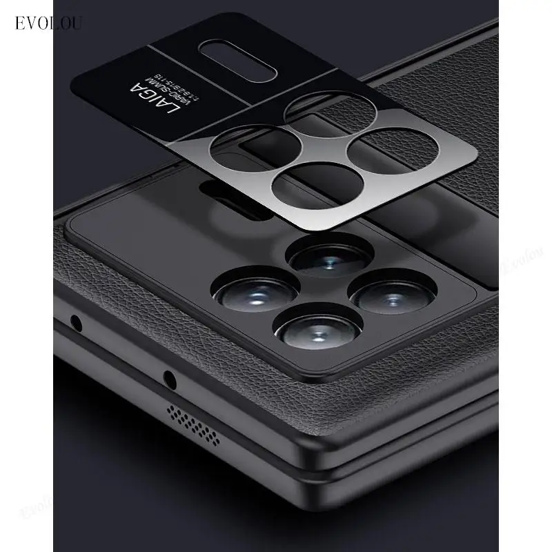 Premium Plain Leather Magnetic Hinge Kickstand Folding Phone Case - Shockproof Full Protective Cover