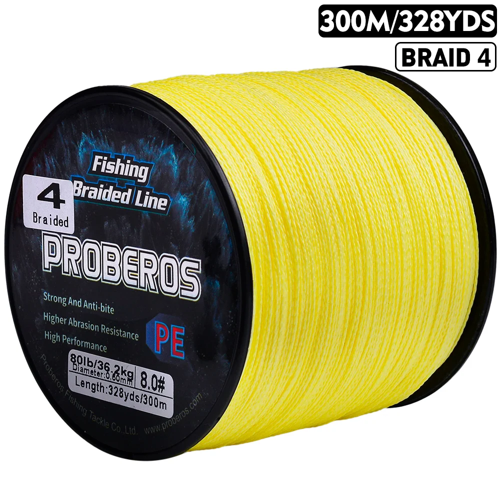 Durable 4-Strand Braided Multifilament Fishing Line for Long Casting in Freshwater and Saltwater