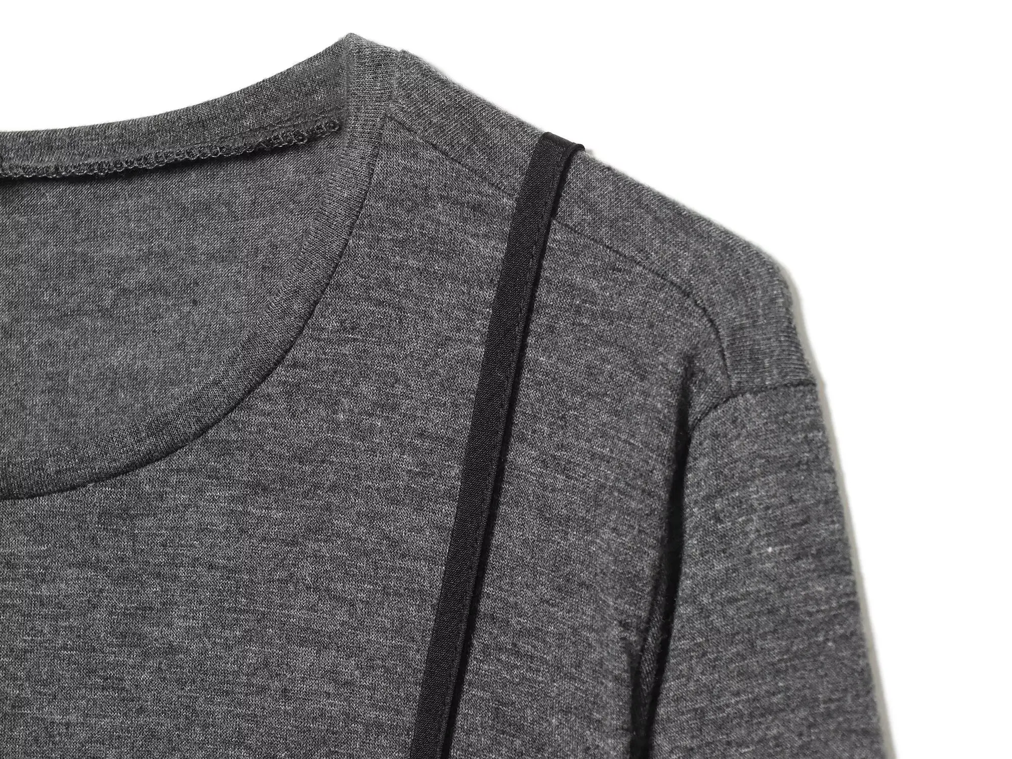 HH Damen Frühlings-Freizeitkleid mit Langen Ärmeln, Rundhalsausschnitt, Zweiteiliges Look, Spitzendekoration, Layering-Effekt, Vielseitiges Kleid für Frauen – Detail 6