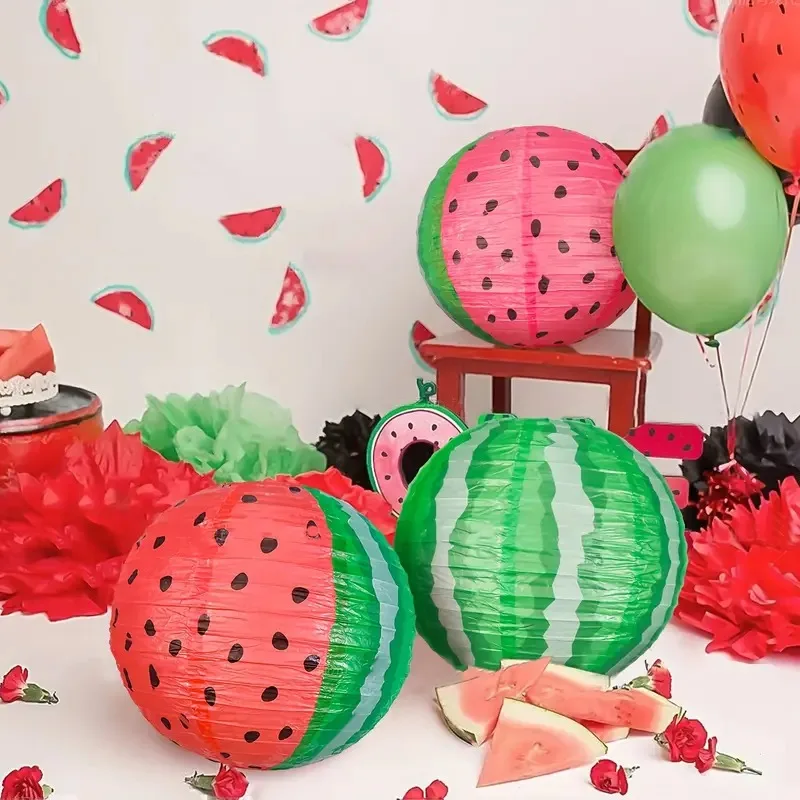 Strawberry Watermelon Paper Lantern Themed Party Decorations Birthday Hanging Ornaments Festive Decor for Indoor Outdoor Use