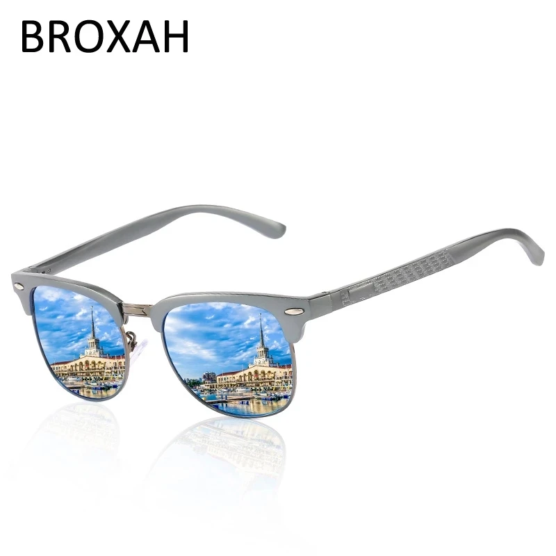 

Retro Unisex Polarized Sunglasses Men Sunglass Car Driving Glasses Women Semi Rimless Frame Mirror Eyewear UV400 Gafas De Sol
