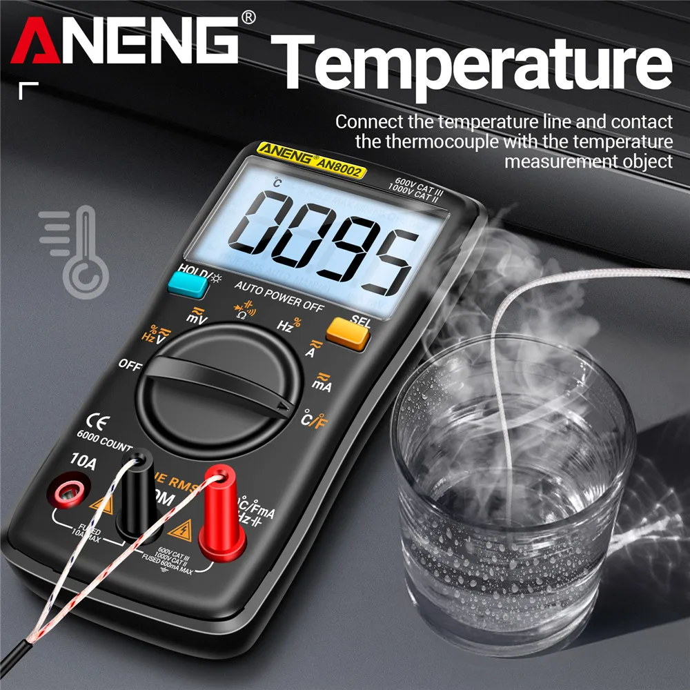 ANENG AN8002 Multimeter 6000 Counts Backlight Lightweight Pocketed Multitester Smart Electrical Measurement Instruments Tools