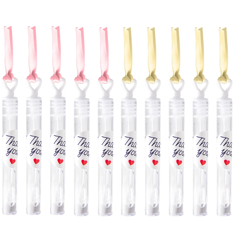 리본 웨딩 비누 거품, 하트 지팡이, 튜브 병 거품, 웨딩 용품, 손님용 베이비 샤워, 감사 선물, 10 개