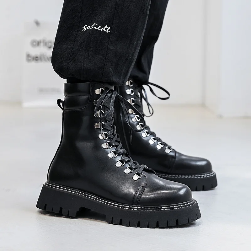 Sch-ner-Ritter-Stiefel-f-r-Mann-Split-Leder-Plattform-Stiefeletten-M ...