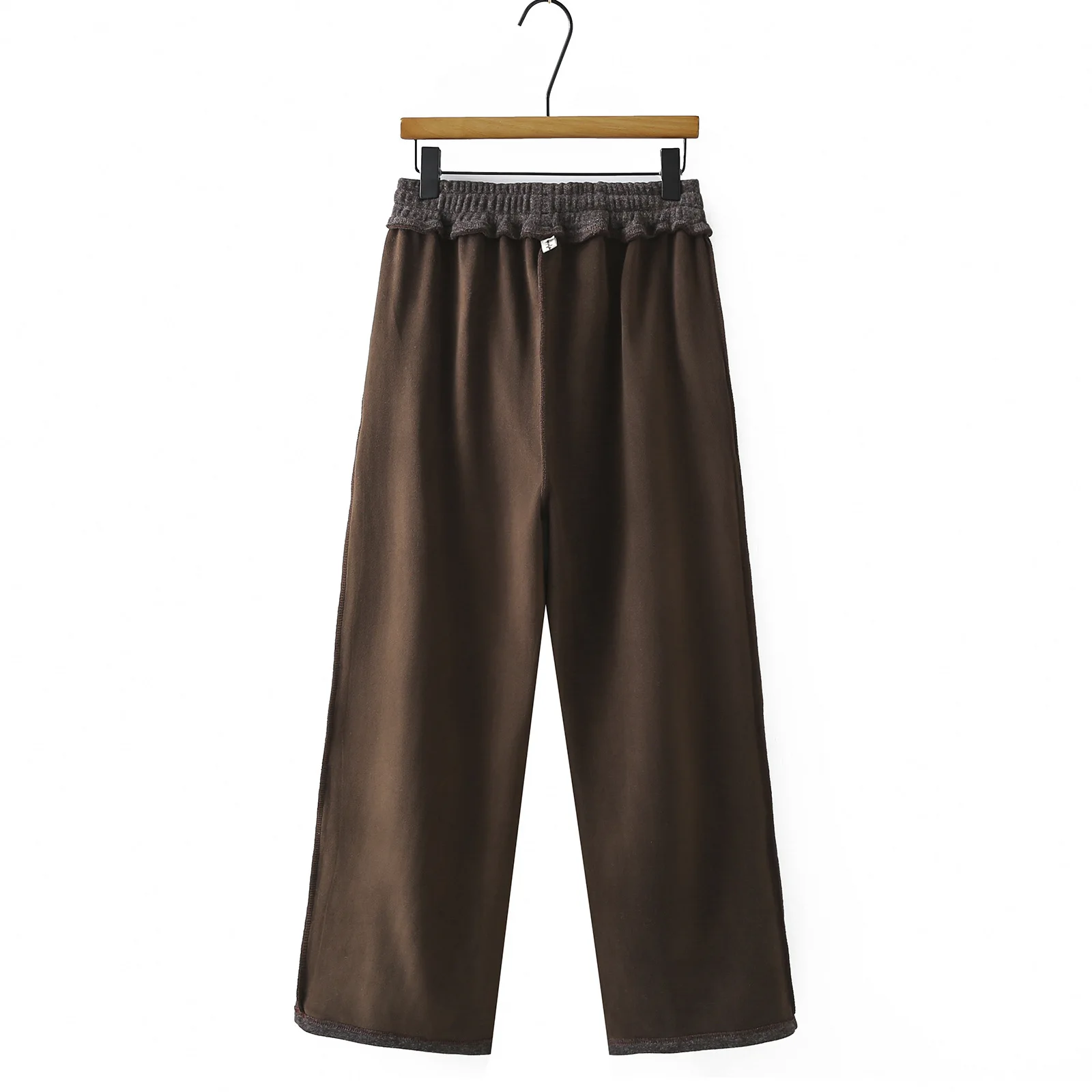 XXXXL Fashion Plus Size Women's Straight Leg Pants Winter Style Simple Versatile Fleece And Thickened Woolen Warm Trousers 8607