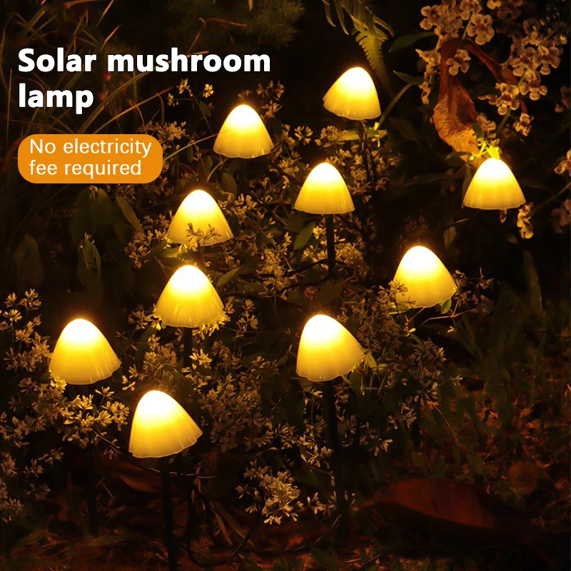 LED solar Mushroom Lawn Lamp Solar light Led landscape lighting Outdoor Waterproof 8-mode Fairy Path Landscape Lamp Courtyard Terrace Garden Decorative Light String