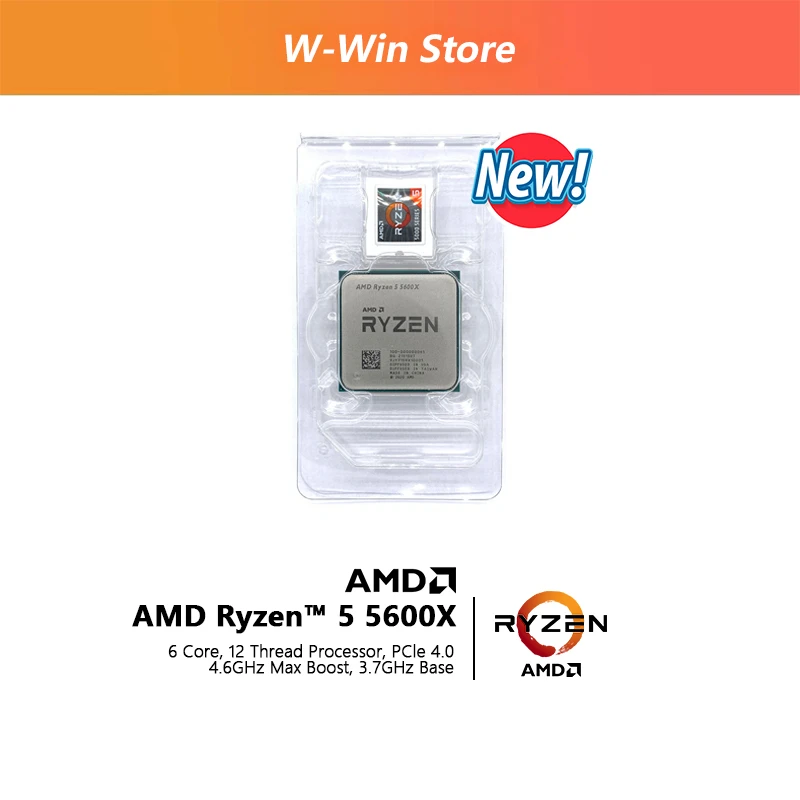  Новый процессор AMD Ryzen 5 5600X R5 5600X 3,7 ГГц шестиядерный двенадцатипоточный процессор 65 Вт L3 = 32M 100-000000065 разъем AM4 без вентилятора