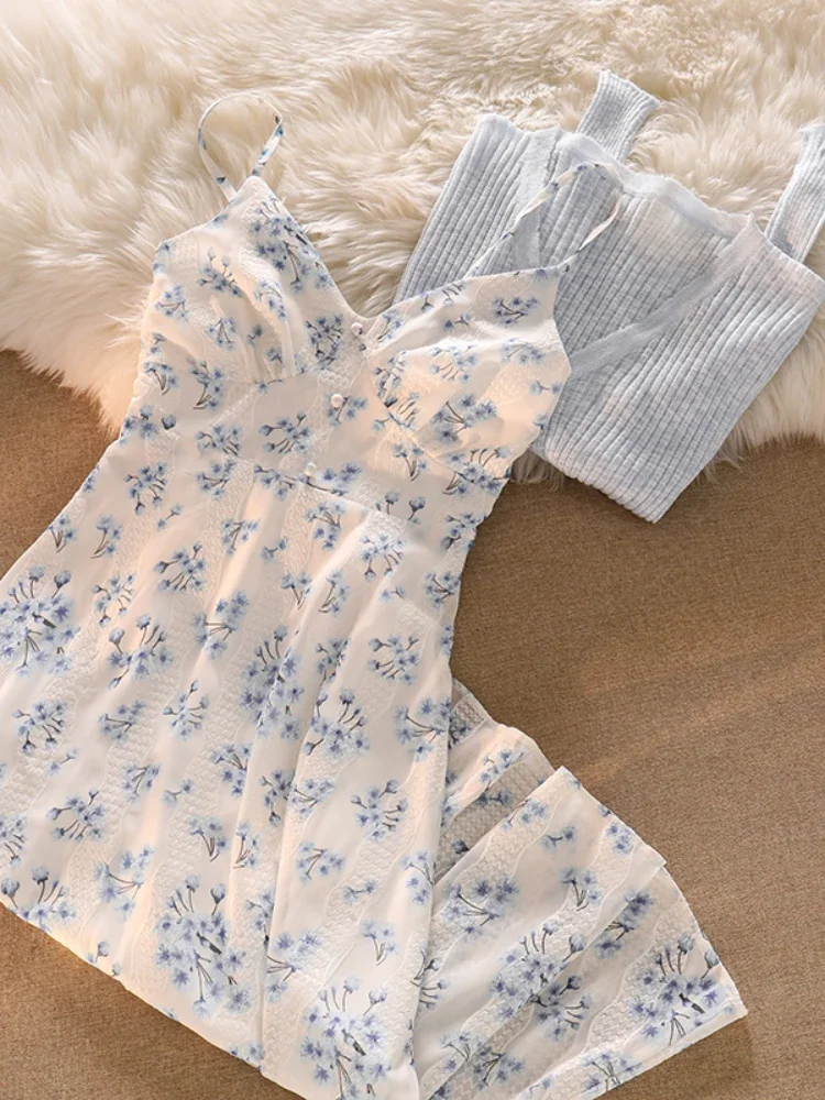 Vestido plisado de falda doble con tirantes y lazo Tahití