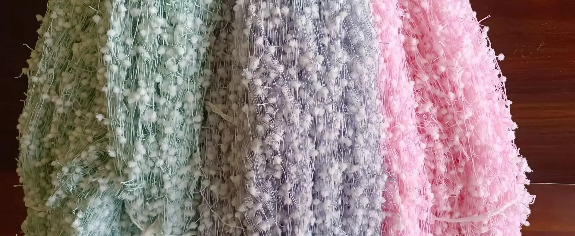 Cheap good price pompom ball pom pom yarn rainbow color yarn with balls Popcorn Yarn For Hand Knitting Weaving