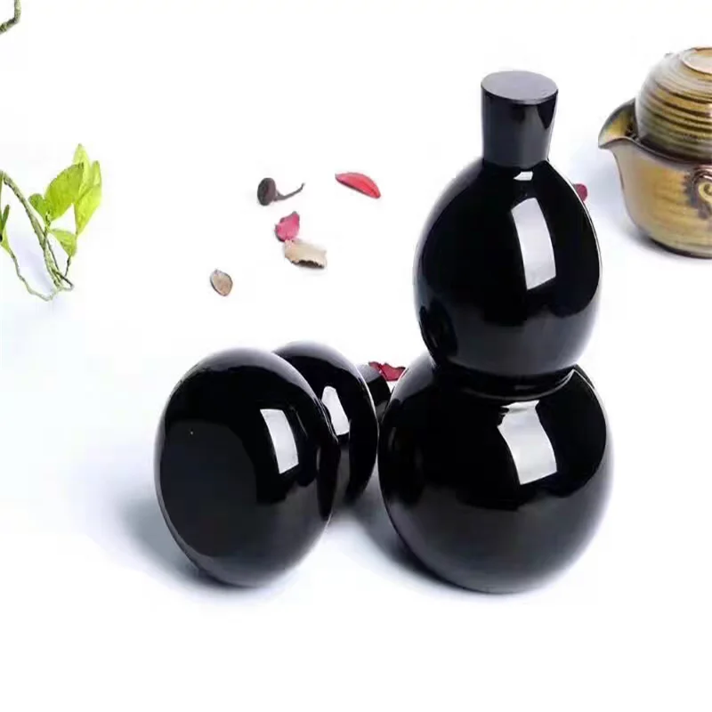 12cm Natural Obsidian Gourd Crystal Gourd Home Decor Energy Spiritual Healing 3