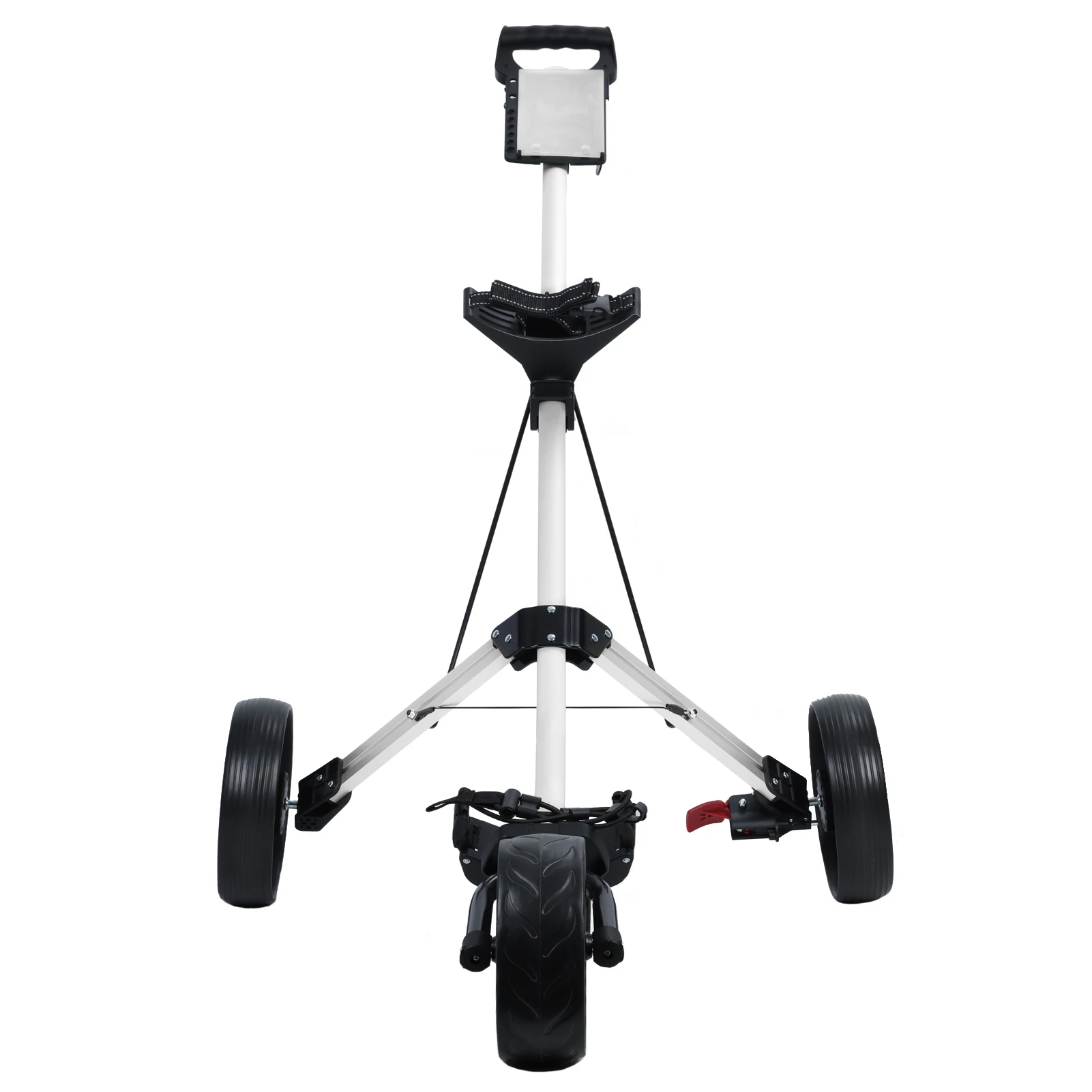 3 Wheel Golf Push Cart, Foldable Walking Golf Cart with Foot Brake Mechanism, Tee Holder, Scorecard Board, Scorer and Ball