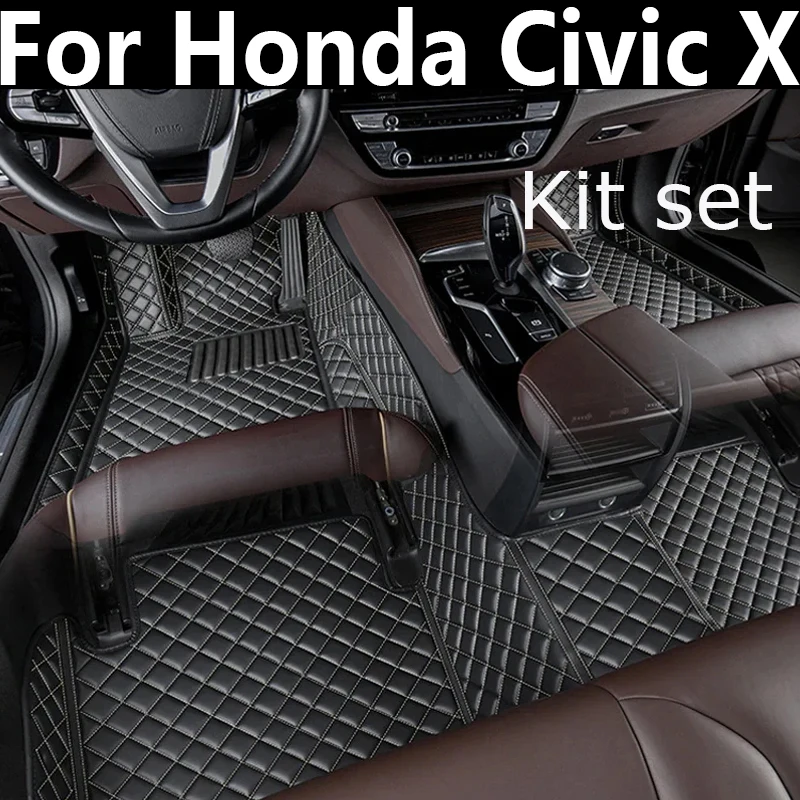 

Автомобильные коврики для Honda Civic X 10 FC FK 2016 ~ 2021, кожаные напольные коврики, коврики, внутренние части, водонепроницаемые накладки, автомобильные аксессуары