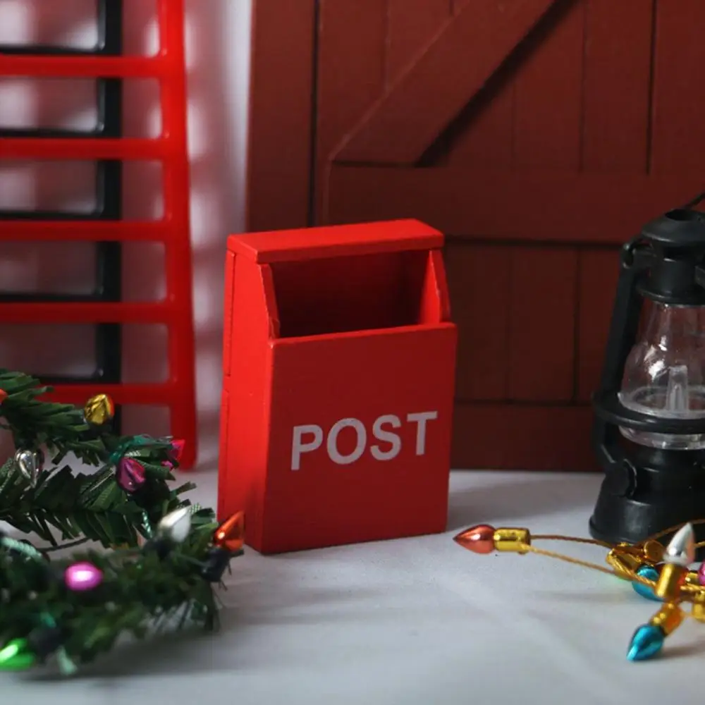

Retro DIY Red Newspaper Wooden Miniature Mailbox Ornamant Mail Box Dollhouse Accessories