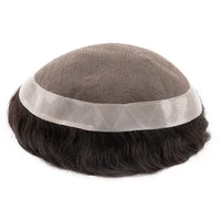 Toupet pour hommes Mono PU hommes perruques 6 pouces naturel prothèse de cheveux humains vague droite mâle prothèse de cheveux système de cheveux Durable 2