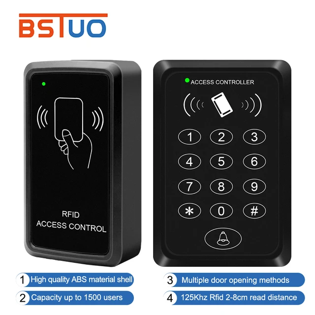 1500 Users Access Control Keypad with Outdoor Rainproof Cover RFID Access Controller Door Opener System EM4100 125KHz Key Card 1