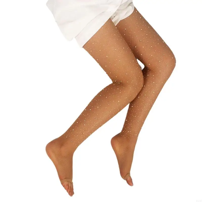 Y1ac Frauen sexy lateinische Tanzfischnetz Strumpfhose Offene Zeh – Detail 7