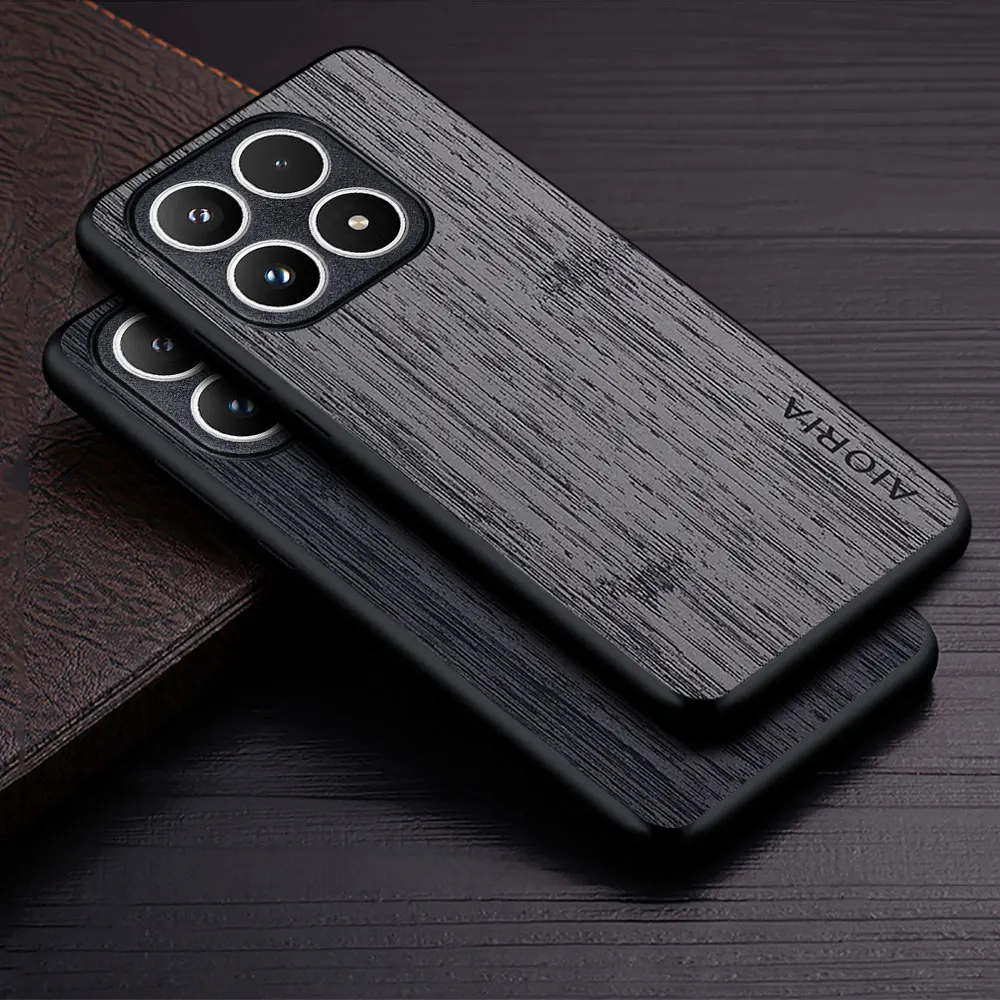 Straight Wood Grain PU Leather Phone Cover - Premium Case