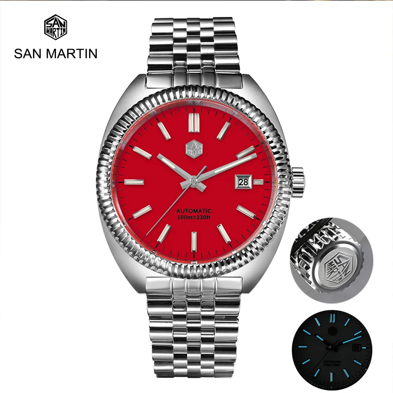

San Martin 40mm Luxury Original Sport Men Watch Sapphire YN55 Enamel Dial Automatic Mechanical Watches 10ATM BGW-9 Luminous