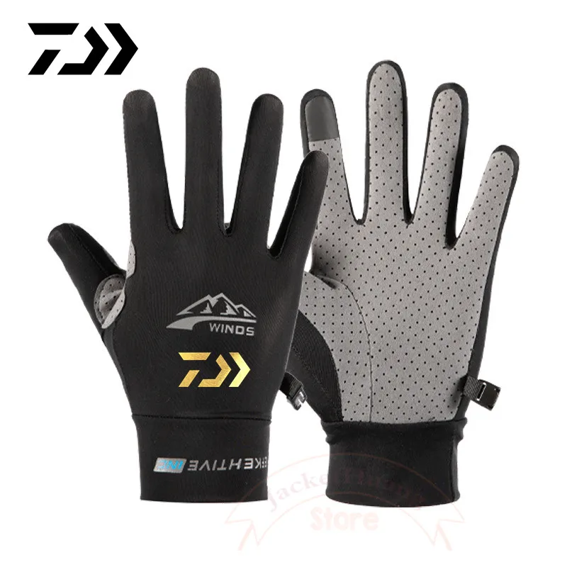 Daiwa 2023 Summer New Men's Fishing Gloves Anti Slip Outdoor Riding  Sunscreen Gloves Sports Breathable Ice Silk Gloves Men - AliExpress