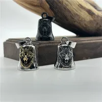 Vikings Wolf Necklace 316L Stainless Steel Jewelry Punk Biker Polishing Bell Man Pendant 1