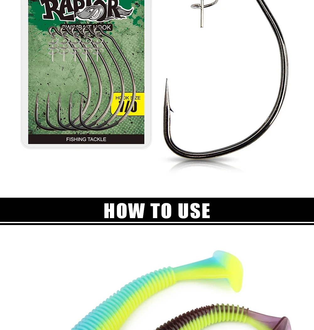 Spinpoler Raptor Unweighted Swimbait-Haken mit Zentrierstiftfeder 5/0 7/0 10/0 Offset-Angelhaken aus Kohlenstoffstahl ohne Rand – Detail 9