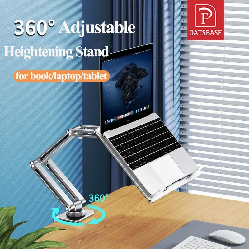 Suporte Rotativo para Notebook Tablet Clamp Hightening Suporte Book Bracket Altura Ajustável Desktop Cama Preguiçoso Oatsbasf360 °